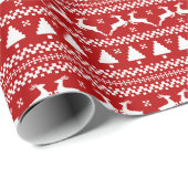 Ugly Sweater - Reindeer & kerstboom Cadeaupapier (Rol Hoek)