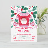 Ugly Sweater Santa Kostuum Party Groen en Rood Kaart (Staand voorkant)