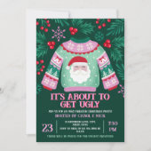 Ugly Sweater Santa Kostuum Party Groen en Rood Kaart (Voorkant)