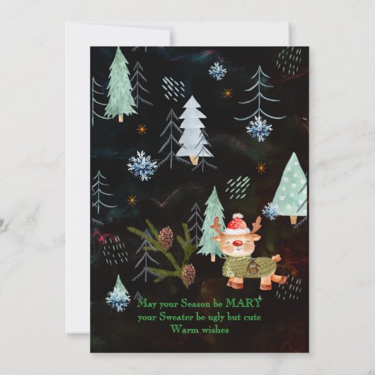 Ugly Sweater Schattigee Noordse Dieren Feestdagenkaart (Achterkant)