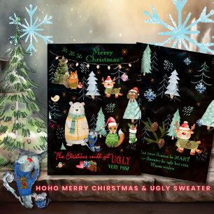 Ugly Sweater Schattigee Noordse Dieren Feestdagenkaart