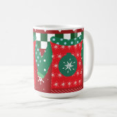 Ugly Sweater Snowflake Pattern Red Green Koffiemok (Voorkant rechts)