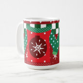 Ugly Sweater Snowflake Pattern Red Green Koffiemok (Voorkant links)
