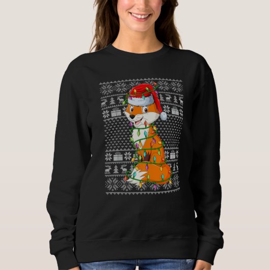 Ugly Sweater Style Xmas Lights Santa Fox Christmas (Voorkant)