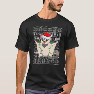 Ugly Sweater Style Xmas Lights Santa Sugar Glider  T-shirt