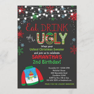 Ugly Sweater Verjaardag Uitnodiging / Kerstfeest