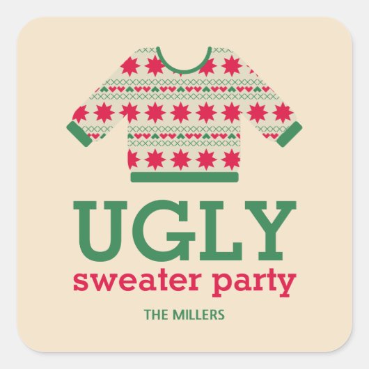 Ugly Sweater Vierkante Sticker (Voorkant)