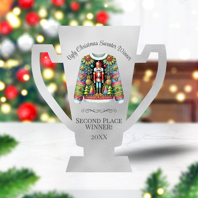 Ugly Sweater Winnaar Zilver 2e plaats Trofee Staand Fotobeeldje (Creator heeft geüpload)