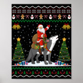 Ugly Wolf Xmas Gift Santa Riding Wolf Christmas T Poster (Voorkant)