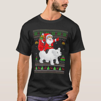 Ugly Xmas Funny Santa Claus Riding Polar Beer Chri T-shirt