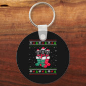 Ugly Xmas Sweater Great Dane Dog In Christmas Sock Sleutelhanger (Voorkant)