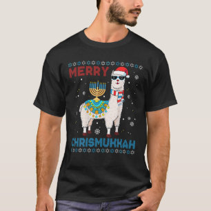 Ugly Xmas Sweater Merry Chrismukkah Cute Llama in T-shirt