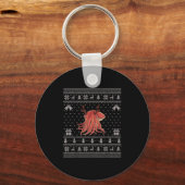 Ugly Xmas Sweater Style Cuttlefish Reindeer Christ Sleutelhanger (Voorkant)