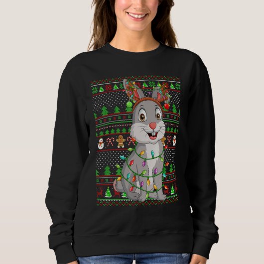 Ugly Xmas Sweater Style Lighting Bunny Christmas (Voorkant)