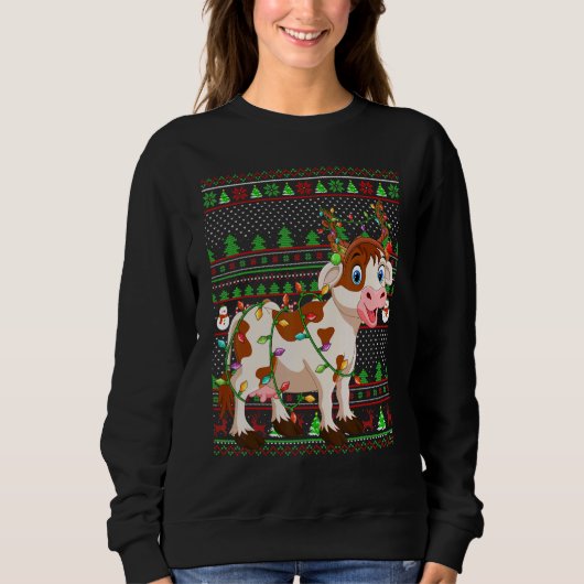 Ugly Xmas Sweater Style Lighting Cattle Christmas (Voorkant)