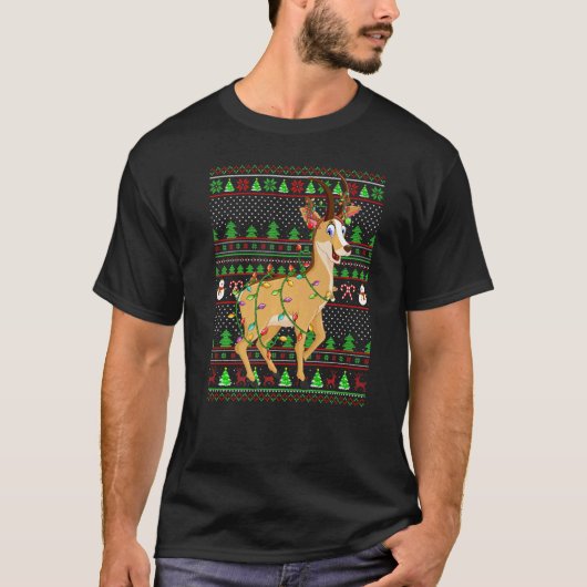 Ugly Xmas Sweater Style Lighting Chamois Christmas T-shirt (Voorkant)