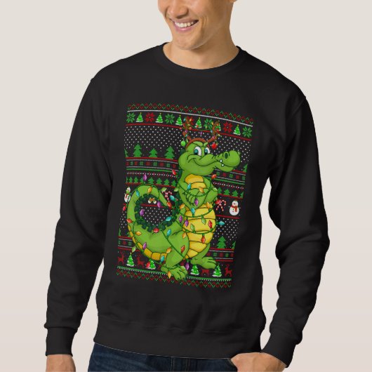 Ugly Xmas Sweater Style Lighting Crocodile Christm (Voorkant)