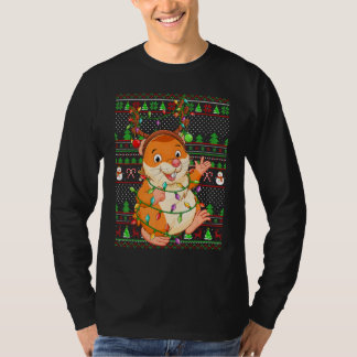 Ugly Xmas Sweater Style Lighting Hamster Christmas T-shirt
