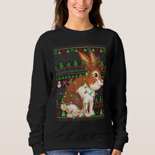 Ugly Xmas Sweater Style Lighting Rabbit Christmas (Voorkant)
