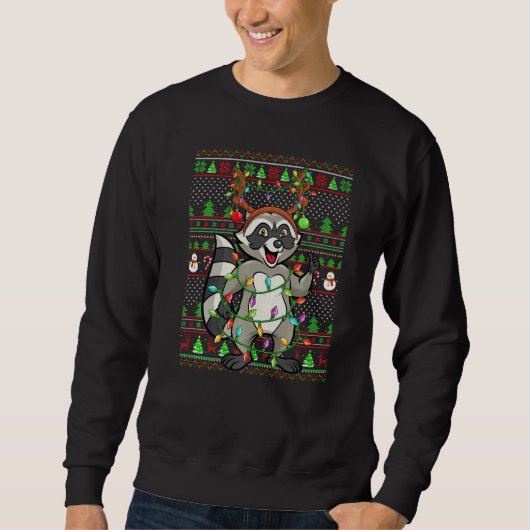 Ugly Xmas Sweater Style Lighting Raccoon Christmas (Voorkant)