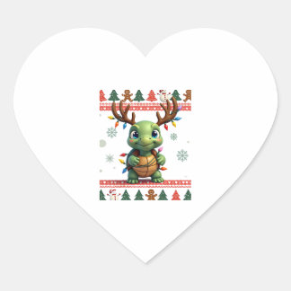Ugly Xmas Sweater Style Lighting Turtle Christmas  Hart Sticker