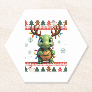 Ugly Xmas Sweater Style Lighting Turtle Christmas  Kartonnen Onderzetters