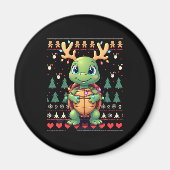 Ugly Xmas Sweater Style Lighting Turtle Christmas Magneet (Voorkant)