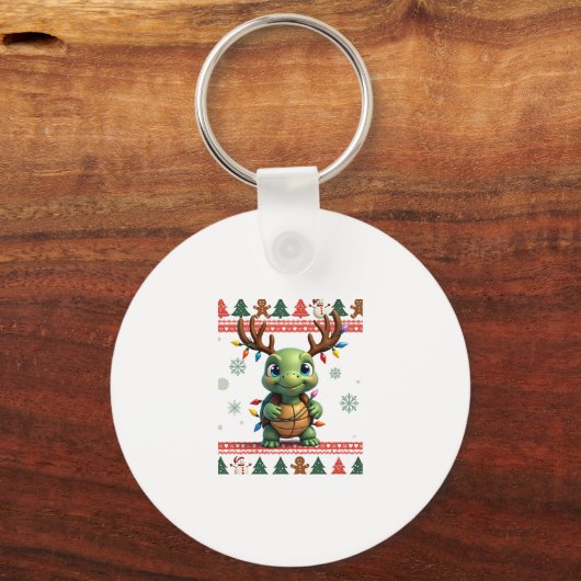 Ugly Xmas Sweater Style Lighting Turtle Christmas Sleutelhanger (Voorkant)