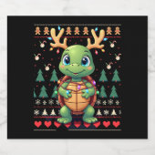 Ugly Xmas Sweater Style Lighting Turtle Christmas  Sparkling Wijnetiket (Enkel label)