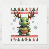 Ugly Xmas Sweater Style Lighting Turtle Christmas Sparkling Wijnetiket (Enkel label)