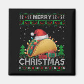 Ugly Xmas Sweater Style Lights Santa Taco Christma Magneet (Voorkant)
