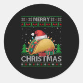 Ugly Xmas Sweater Style Lights Santa Taco Christma Ronde Sticker (Voorkant)