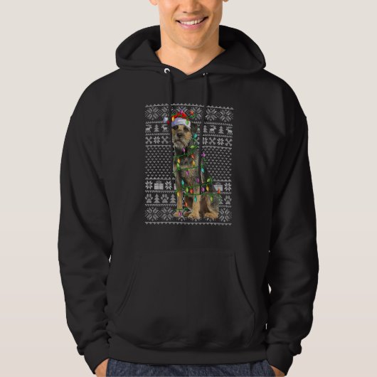 Ugly Xmas Sweater Style Santa Border Terrier Dog C (Voorkant)