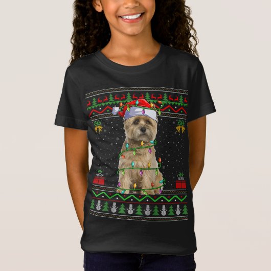 Ugly Xmas Sweater Style Santa Cairn Terrier Dog Ch T-shirt (Voorkant)