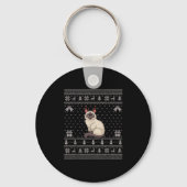 Ugly Xmas Sweater Style Siamese Cat Reindeer Chris Sleutelhanger (Voorkant)