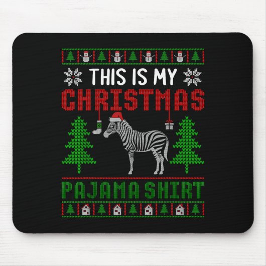 Ugly Xmas Sweater Zebra This Is My Christmas Pajam Muismat (Voorkant)