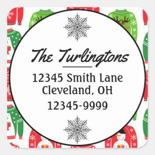 Ugly Xmas Sweaters Polar Beer Return Address Vierkante Sticker