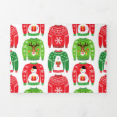 Ugly Xmas Sweaters Polar Beer Snowman Rudolf Red Drieluik Wenskaart (Cover)