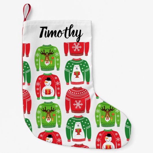 Ugly Xmas Sweaters Polar Beer Snowman Rudolf Red Kleine Kerstsok (Voorkant)