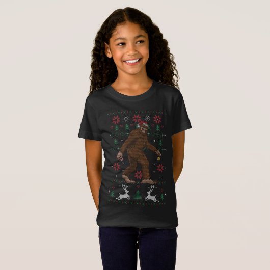 Ugly Xmas Tree Cryptid Sasquatch Bigfoot Kerstmis T-shirt (Voorkant volledig)