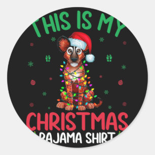 Ugly Xmas Tree Lights Santa Afrikaanse wilde hond Ronde Sticker