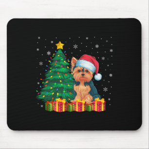 Ugly Yorkie Santa Hat Christmas Lights Hondenliefh Muismat