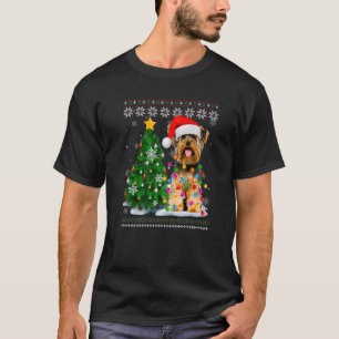 Ugly Yorkshire Terrier Dog Santa Hat Kerstmis Tre T-shirt