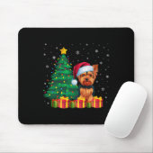 Ugly Yorkshire Terrier Kerstman Hoed Kerstverlicht Muismat (Met muis)