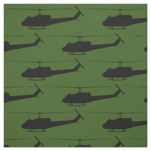 UH-1 Huey Silhouette Black op groen Stof