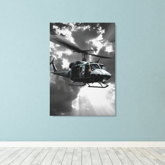 UH-1N Twin Huey Canvas Afdruk (Insitu (Houten vloer))