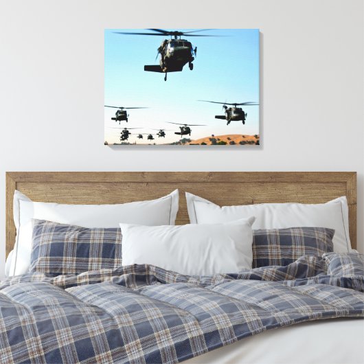 UH-60 Blackhawk Helikopter Canvas Afdruk (Insitu (Slaapkamer))