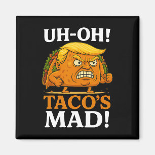 Uh Oh Taco's Boze Oranje Gezicht Taco Magneet