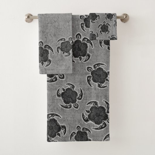 Uhane Honu Batik Hawaïen Tortue Coordonnée -Gris (En situation)