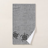 Uhane Honu Batik Hawaïen Tortue Coordonnée -Gris (Serviette à main)